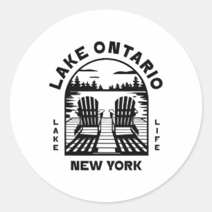 Ontariosee New York Outdoor-Vintage Runder Aufkleber
