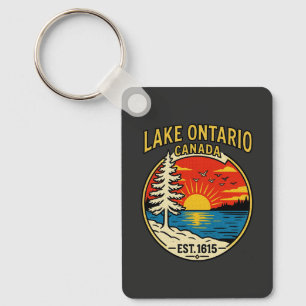 Ontariosee Pop Art Sonnenuntergang Rechteck Schlüsselanhänger