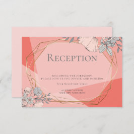 OnTrend Wedding Reception Coral Floral Gold Rahmen Einladung