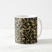 Onyx Black Golden Scrollwork Kaffeetasse (VorderseiteRechts)
