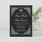 Onyx Black Islamic Wedding Einladung (Stehend Vorderseite)