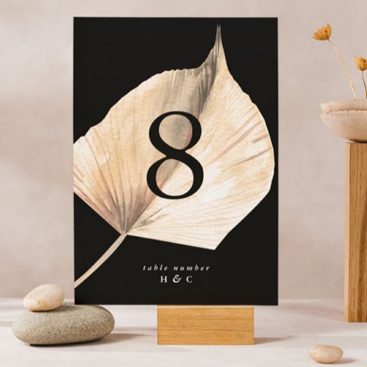 Onyx Black Premium Elegant Pampas Grass Floral Tischnummer