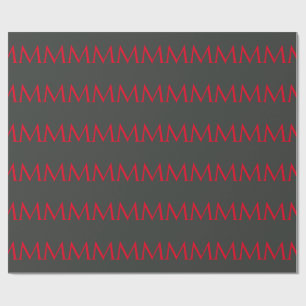 Onyx Black Red Monogram Modern Minimalistisch Geschenkpapier