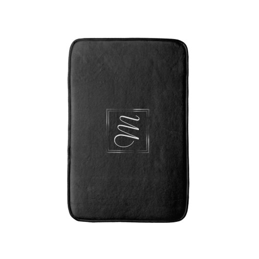 Onyx Black Velvet | Chalkboard Grunge Monogram Badematte (Vorderseite Vertikal)