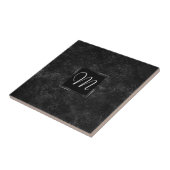Onyx Black Velvet | Chalkboard Grunge Monogram Fliese (Seite)
