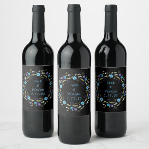 Onyx Black Velvet Chalkboard Grunge Vintag Weinetikett