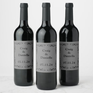 Onyx Black Velvet Chalkboard Grunge Vintag Weinetikett