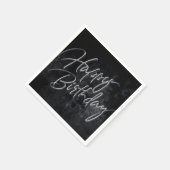 Onyx Black Velvet | Grunge Happy Birthday Script Serviette (Ecke)