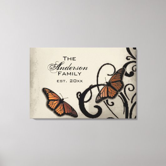 Onyx Butterfly Swirl Familie gezackte Canvas Leinwanddruck (Vorderseite)