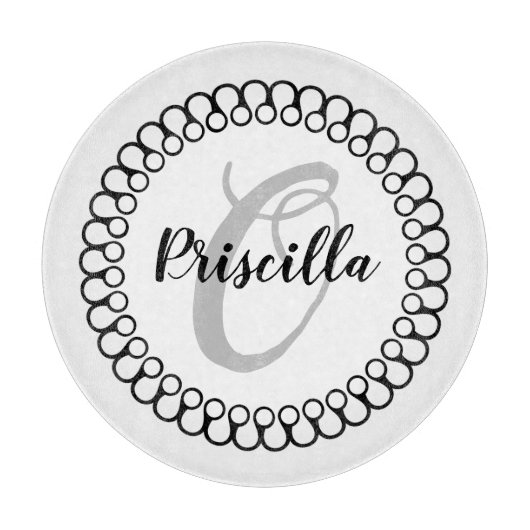 Onyx Decorative Circle Monogram Cutting Board Schneidebrett (Vorderseite)