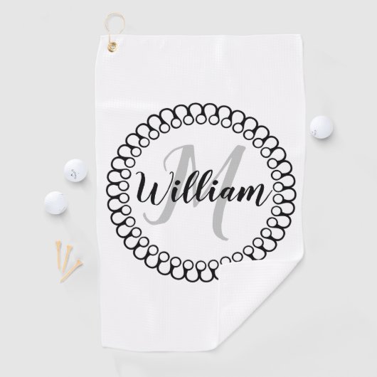 Onyx Decorative Circle Monogram Golf Handtuch (Insitu)