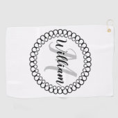 Onyx Decorative Circle Monogram Golf Handtuch (Horizontal)