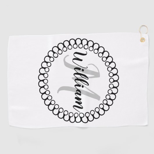Onyx Decorative Circle Monogram Golf Handtuch (Horizontal)