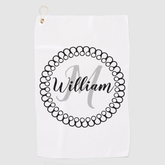 Onyx Decorative Circle Monogram Golf Handtuch (Vorderseite)