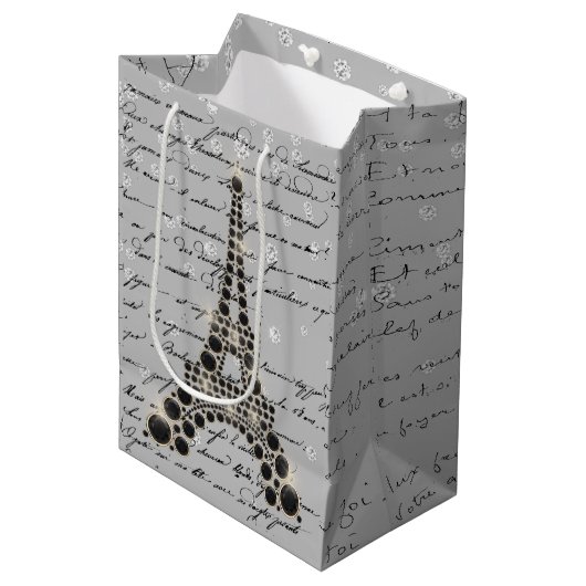 Onyx Eiffel Tower Medium Geschenktasche Mittlere Geschenktüte (Vorderseite Schrägansicht)