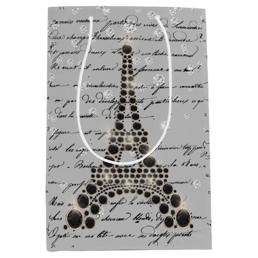 Onyx Eiffel Tower Medium Geschenktasche Mittlere Geschenktüte (Vorderseite)