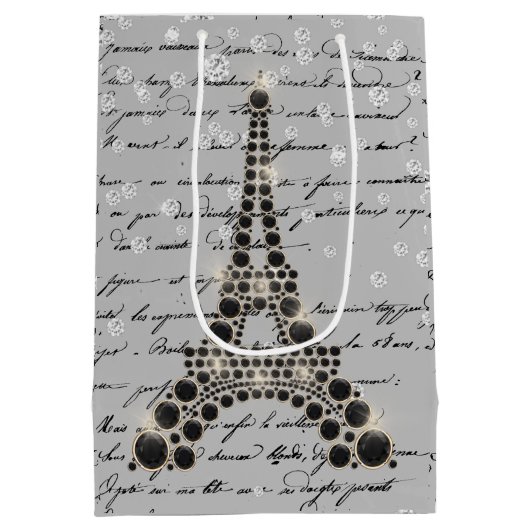 Onyx Eiffel Tower Medium Geschenktasche Mittlere Geschenktüte (Rückseite)