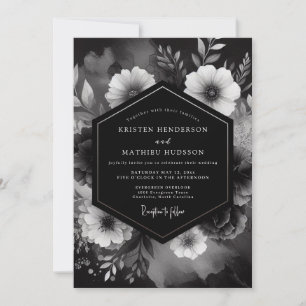 Onyx Floral Noir Hochzeit Einladung