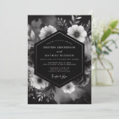 Onyx Floral Noir Hochzeit Einladung (Stehend Vorderseite)