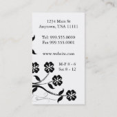 Onyx Floral Swirl Business Card Visitenkarte (Rückseite)