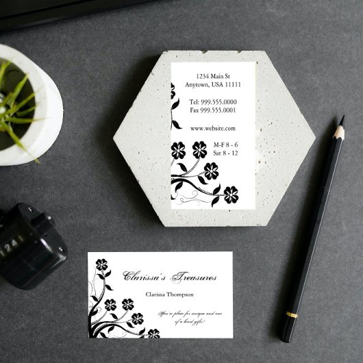 Onyx Floral Swirl Business Card Visitenkarte