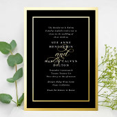 Onyx Formal Calligraphy Golden Frames Wedding Folieneinladung