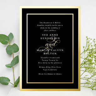 Onyx Formal Calligraphy Golden Frames Wedding Folieneinladung