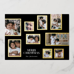 Onyx Foto Collage Rahmen Modern Frohe Weihnachten Folien Feiertagskarte