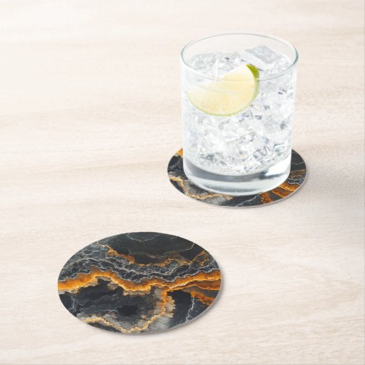 Onyx Gemstone Naturmuster Runder Pappuntersetzer (Vor Ort)
