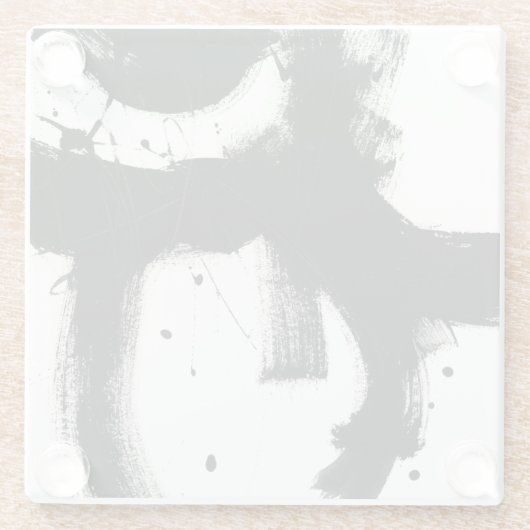 Onyx Gesture - Schwarze Paint Strokes Glasuntersetzer (Rückseite)