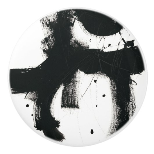 Onyx Gesture - Schwarze Paint Strokes Keramikknauf (Vorderseite)