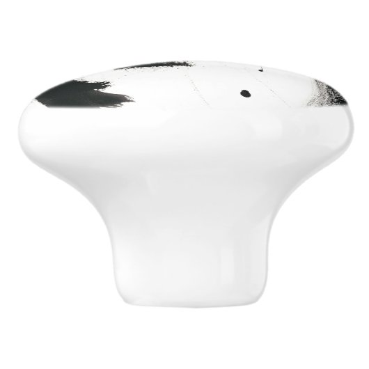 Onyx Gesture - Schwarze Paint Strokes Keramikknauf (Seitenansicht)