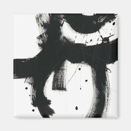 Onyx Gesture - Schwarze Paint Strokes Magnet (Vorne)