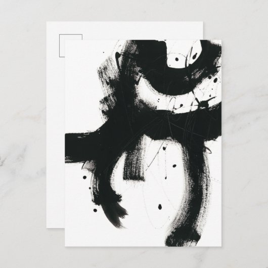 Onyx Gesture - Schwarze Paint Strokes Postkarte (Vorne/Hinten)