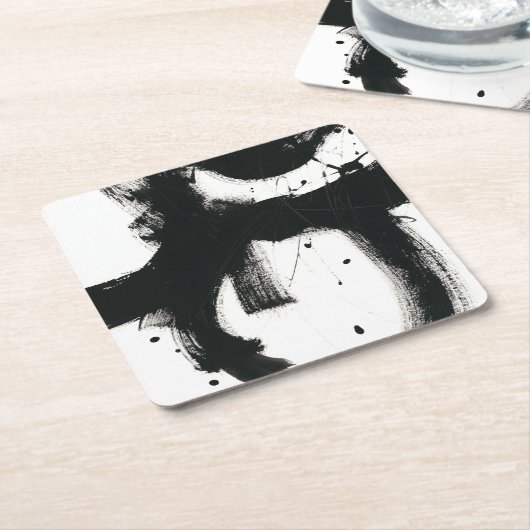 Onyx Gesture - Schwarze Paint Strokes Rechteckiger Pappuntersetzer (angewinkelt)