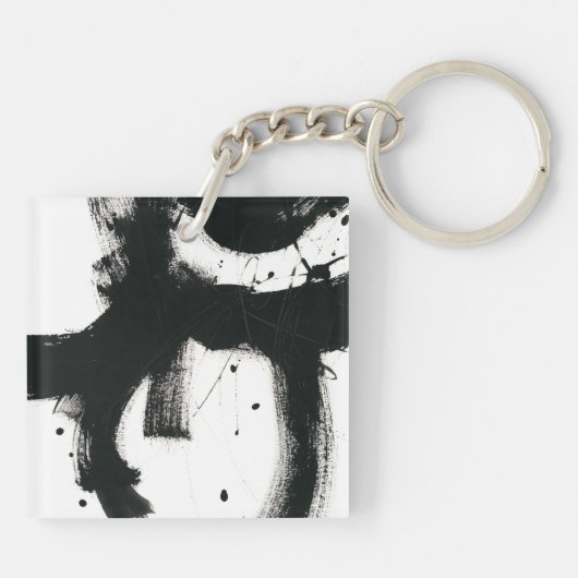 Onyx Gesture - Schwarze Paint Strokes Schlüsselanhänger (Rückseite)