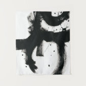 Onyx Gesture - Schwarze Paint Strokes Wandteppich (Vorderseite)