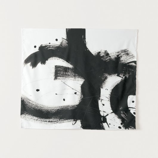 Onyx Gesture - Schwarze Paint Strokes Wandteppich (Vorderseite (Horizontal))