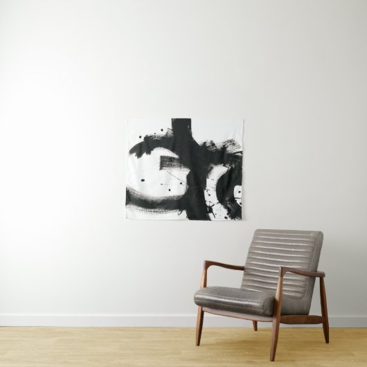 Onyx Gesture - Schwarze Paint Strokes Wandteppich (Beispiel (Horizontal))