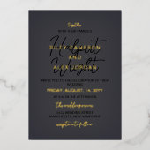Onyx Gray & Gold zusammen mit Eltern Hochzeit Folieneinladung (Vorderseite)