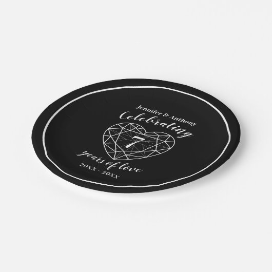 Onyx Jubiläum 7 Jahre personalisiertes Party Telle Pappteller (Schrägansicht)