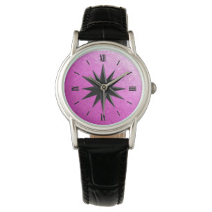 Onyx Kompass-Rose - Orchideenglasuntergrund Armbanduhr