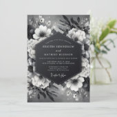 Onyx Luminous Flora Wedding Einladung (Stehend Vorderseite)