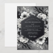Onyx Luminous Flora Wedding Einladung (Vorne/Hinten)