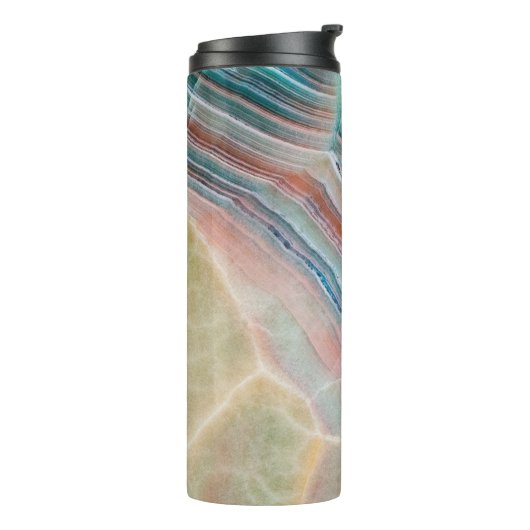 Onyx-Marmor-Textur Hintergrund der natürlichen Sto Thermosbecher (Nach links gedreht)