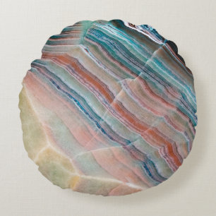Onyx-Marmor-Texturhintergrund aus Natursteinen Rundes Kissen