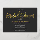 Onyx Minimalistisch Script Brautparty Gold Folieneinladung (Vorderseite)