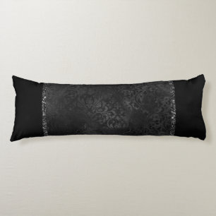 Onyx Romance Black Satin Grunge Rose Damask Seitenschläferkissen