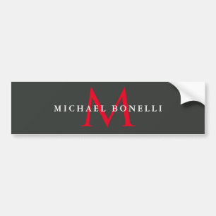 Onyx Schwarz Rot Monogramm Modern Minimalistisch Autoaufkleber