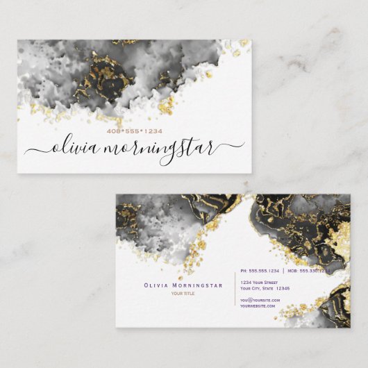 Onyx und Gold Nugget Abstrakt Visitenkarte (Vorne/Hinten)